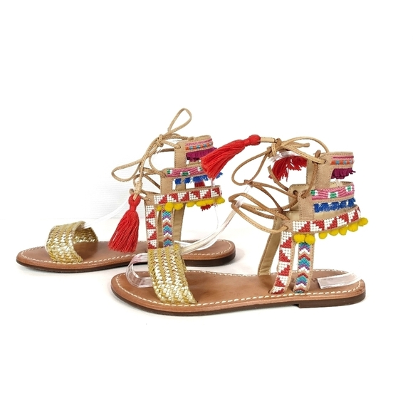 Schutz Lannister Embroidered Lace-up Sandals - Picture 3 of 12